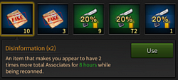 .- Use the Disinformation or Anti-Recon items to give enemies false information on your number of Associates. If you have already been reconned before you use the items, this method however will not be effective.